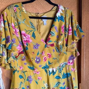 ASOS Yellow Floral Midi Dress